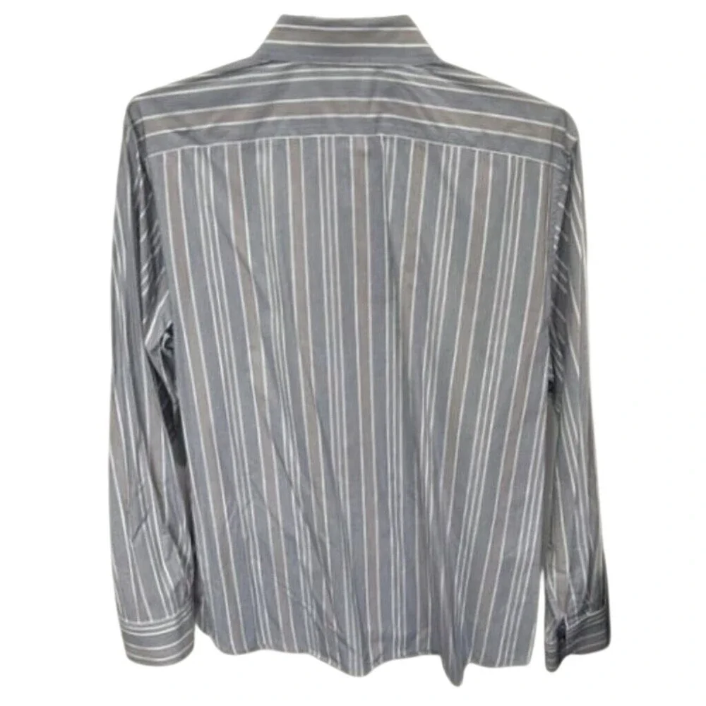 Banana Republic Mens Large Blue Grey Striped Long Sleeve Button Down‎ Shirt L